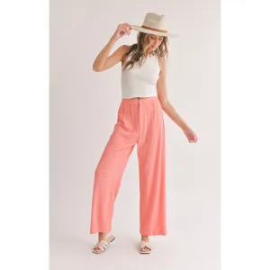 BOTANICAL LINEN BACK ELASTIC TROUSERS